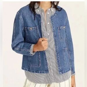 J. Crew Simone Relaxed Denim Chore Jean Jacket in Blue Sz. Medium